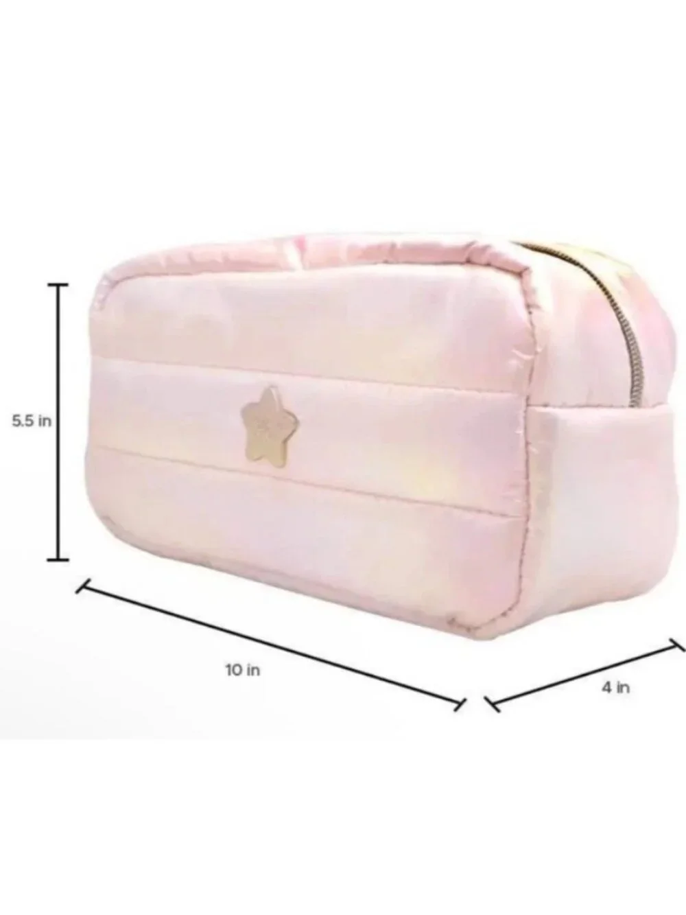 Light Pink Travel Makeup Pouch Cosmetic Case Puffy Quilted Crème Shop NWT